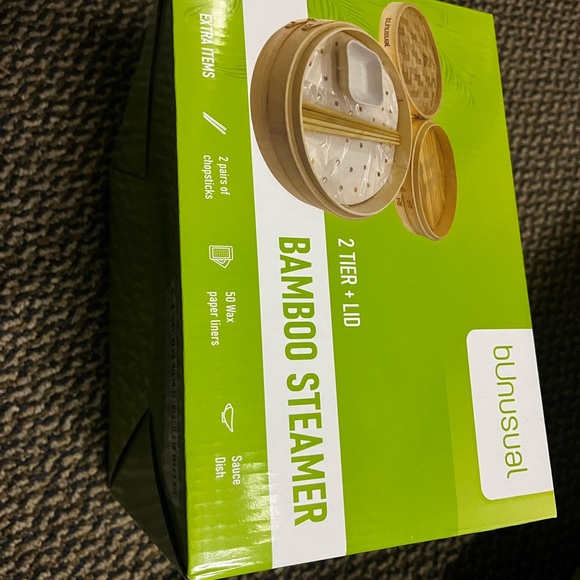 Bamboo Steamer Set 2 Tier Design - Picture 2 of 5